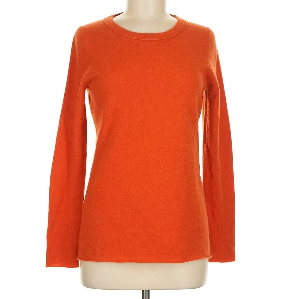 J. Crew 100% Cashmere Persimmon Orange Crewneck Sweater Womens Medium Pullover